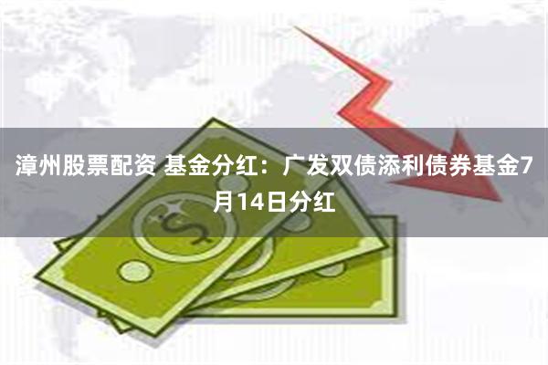 漳州股票配资 基金分红：广发双债添利债券基金7月14日分红