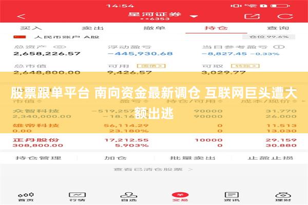 股票跟单平台 南向资金最新调仓 互联网巨头遭大额出逃