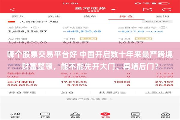 哪个股票交易平台好 中国开启数十年来最严跨境财富整顿，能不能先开大门、再堵后门？