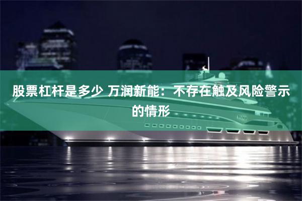 股票杠杆是多少 万润新能：不存在触及风险警示的情形