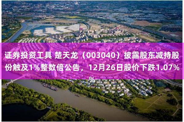 证券投资工具 楚天龙（003040）披露股东减持股份触及1%整数倍公告，12月26日股价下跌1.07%