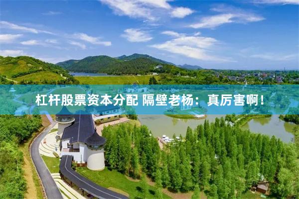 杠杆股票资本分配 隔壁老杨：真厉害啊！