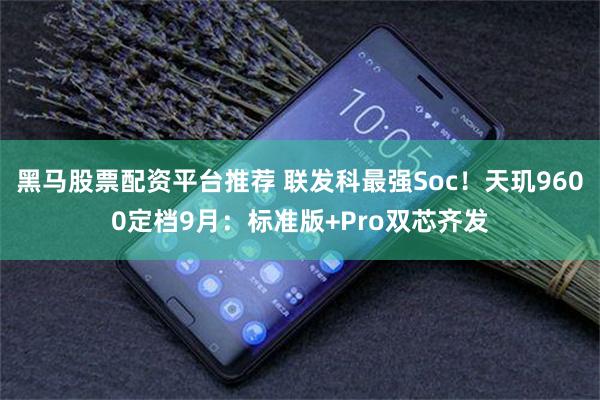 黑马股票配资平台推荐 联发科最强Soc！天玑9600定档9月：标准版+Pro双芯齐发