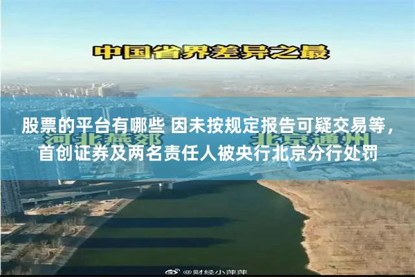 股票的平台有哪些 因未按规定报告可疑交易等，首创证券及两名责任人被央行北京分行处罚