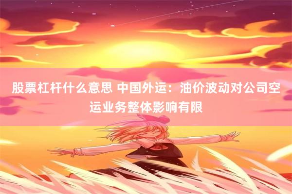股票杠杆什么意思 中国外运：油价波动对公司空运业务整体影响有限