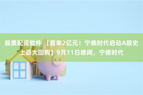 股票配资软件 【首单2亿元！宁德时代启动A股史上最大回购】9月11日晚间，宁德时代